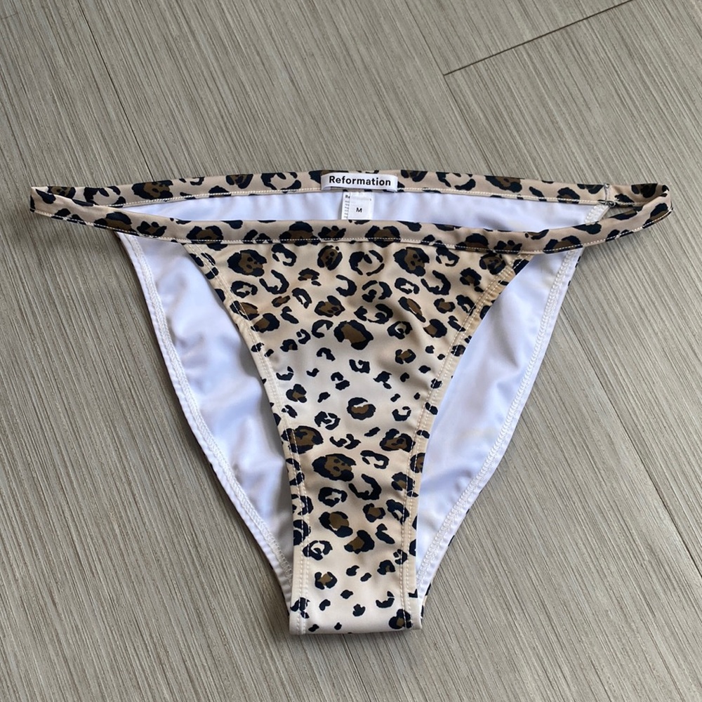 Reformation high leg cheetah print bikini bottom